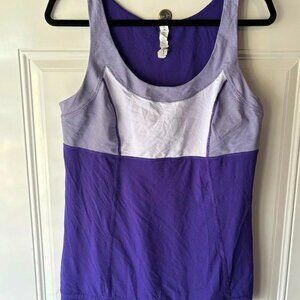 Lululemon purple tank with stripe detail and adjustable bottom size 12
